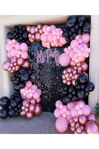party mix Black Pink Balloon Chain Blackpink Concept Birthday Balloon