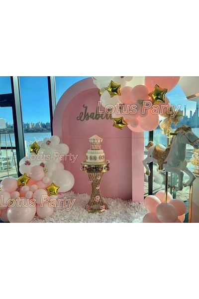 LOTUS PARTY 50 Pieces Party Balloon Set ( White - Pink Balloon - Star Foil Balloon )