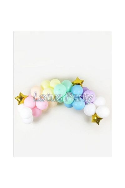 LOTUS PARTY 30 Pieces Macaron Colors Party Balloon Set (Macaron Balloon - Star Foil Balloon)