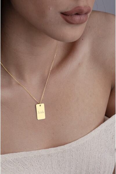 N!da Jewelry 925 Ayar Gümüş Plaka Isim Kolye