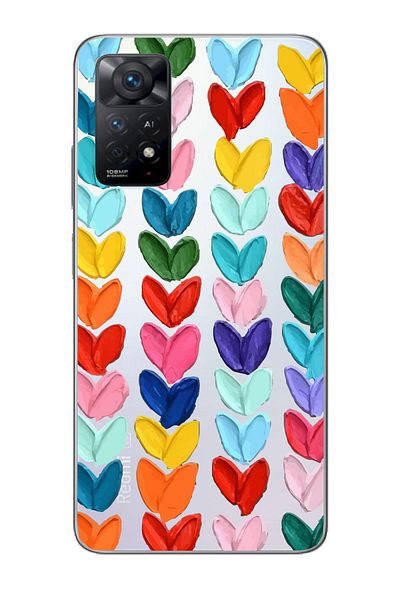 Merwish حافظة شفافة متوافقة مع هاتف Xiaomi Redmi Note 11pro بنمط قلوب ملونة
