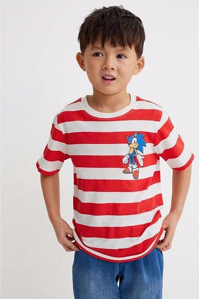LADİN Summer Men's and Children's Sonic Printed T-Shirt