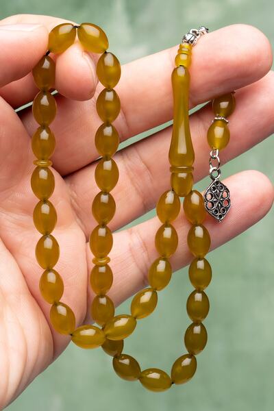 OTTOTESBİH Ανδρικό δώρο Alpaca Tassel Powder Amber Prayer Beads