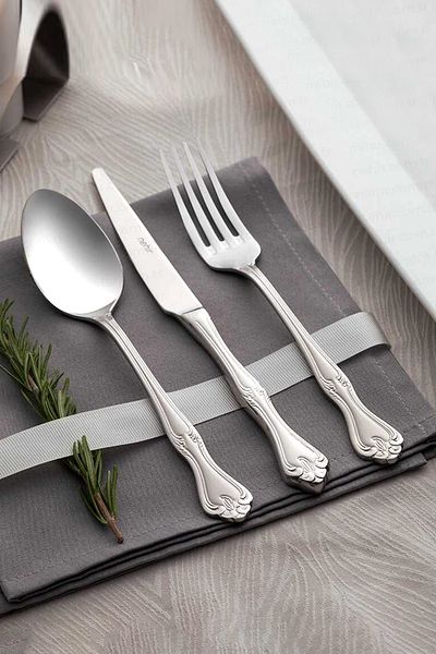 Nehir Lalezar Simple 84 Piece 12-Person Fork Spoon Knife Set