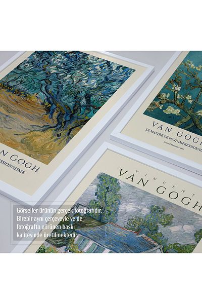 HOMEPACK Σετ 3 πίνακες ζωγραφικής Vincent Van Gogh με λευκό πλαστικοποιημένο πλαίσιο Hpn105
