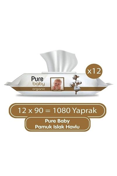 Pure Baby منشفة مبللة من القطن العضوي 12×90 (1080 ورقة)