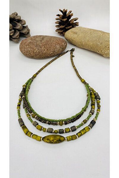 Porsuk Alternatif El Yapımı Etnik Otantik Hippi Afgan Boncuk Kadın Kolye