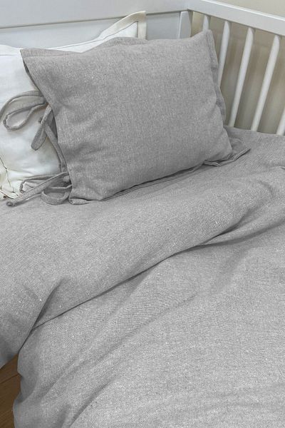 Tuğba Kuğu Linen Duvet Cover Set (100x150 - 35x45) - Grey
