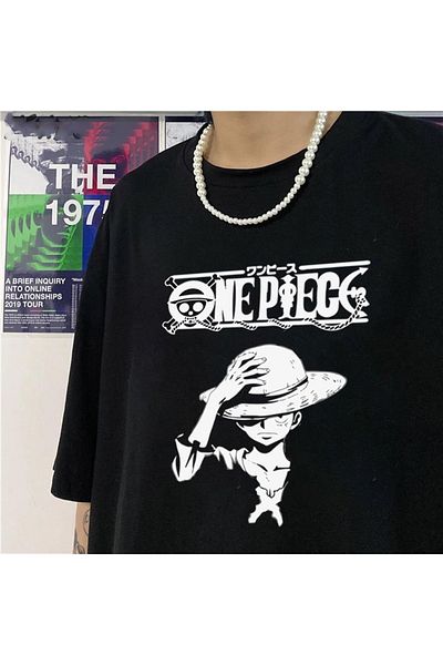 Touz One Piece Printed Black Unisex Oversize T-shirt