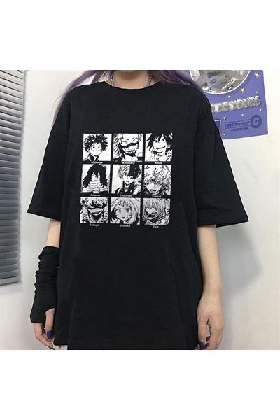 Touz My Hero Academia Boku Printed Black Unisex Oversize T-shirt