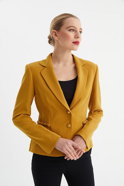 Balizza Buttoned Jacket with Chain Accessory Detail