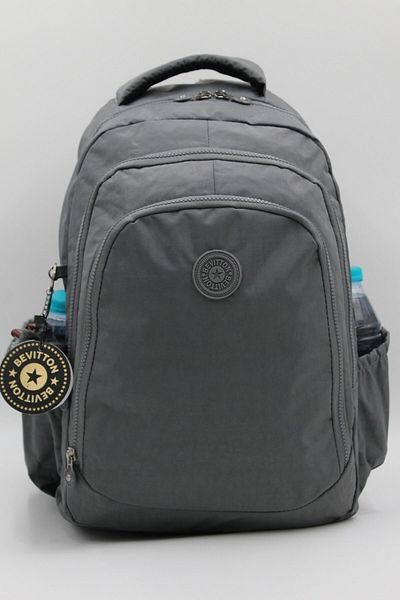 Bevitton Unisex Gray School Backpack - Waterproof Crinkle Fabric, Model 6800