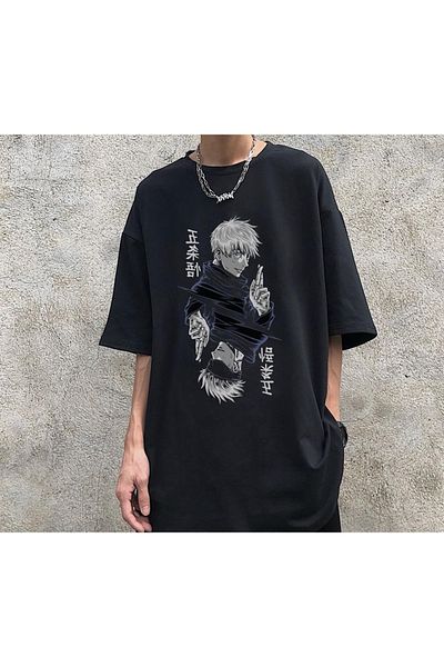 Touz Μπλουζάκι Jujutsu Kaisen Blade με μοτίβο μαύρο Oversize