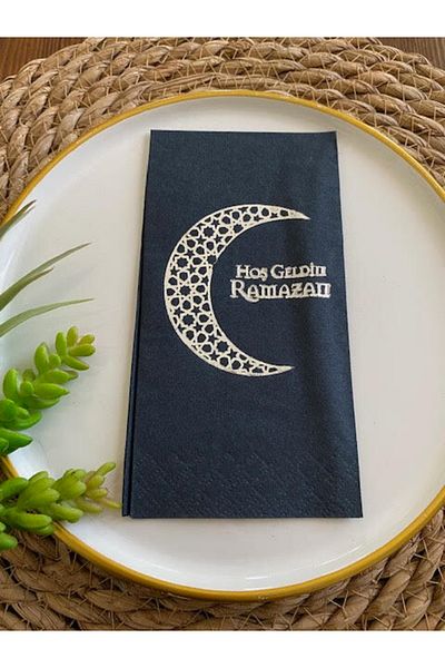 kidspartim Silver Gilded Black Welcome Ramadan Waiter Fold 16 Pieces New Model