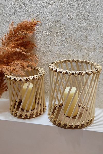 DEKOLOBİ Σετ με 2 μίνι σταυρωτά φανάρια Bamboo Stick (15-12 CM)