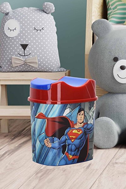 Tuffex Lisanslı Yutan Kapaklı Çocuk Çöp Kovası 5,5 Lt - Superman