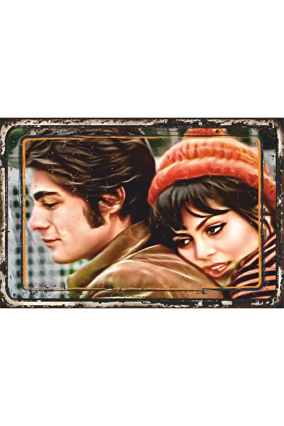 Hayat Poster Kara Gözlüm Türkan Şoray Kadir Inanır Bisiklet Yeşilçam Retro Ahşap Poster