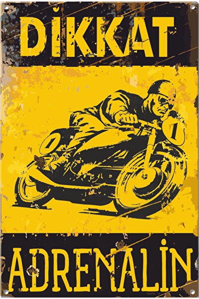 Hayat Poster Dikkat Motor Adrenalin Uyarı Levhası Retro Ahşap Poster