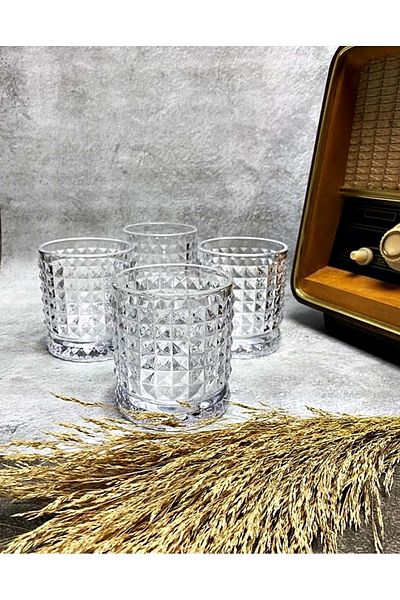 Jenisa Handmade Glass Luxury Model Whiskey Soft Drink Glass Set of 4