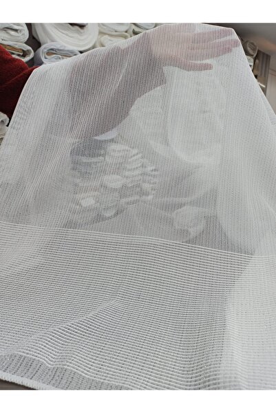 stay home Eteği Kurşunlu Düz Gri Sim Detaylı Tül Perde 1/3 Boru Pile Pile