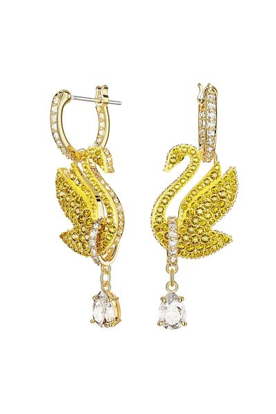 Swarovski 5647543 Earring Iconic Swan:pe Yel/gos