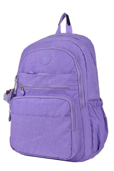 ELATAE Waterproof Crinkle Fabric Orthopedic Multi-Eye School Backpack Lilac School Bag