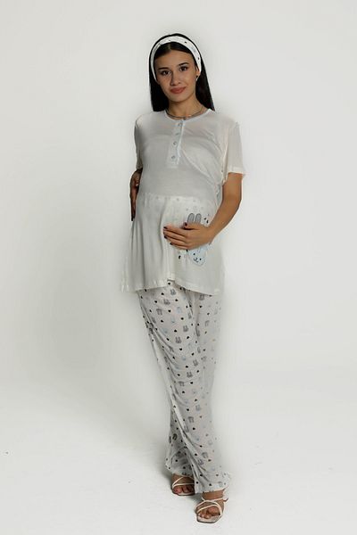 Kadınle Printed Pants Maternity Pajamas Set