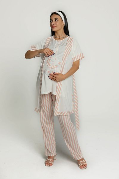 Kadınle Maternity Pajama Set with Striped Trousers