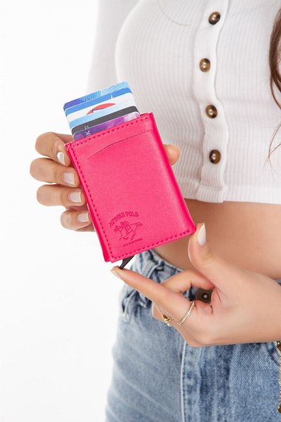Linatigers Fuchsia Basic Mechanism Card Holder Wallet with Automatic Slide