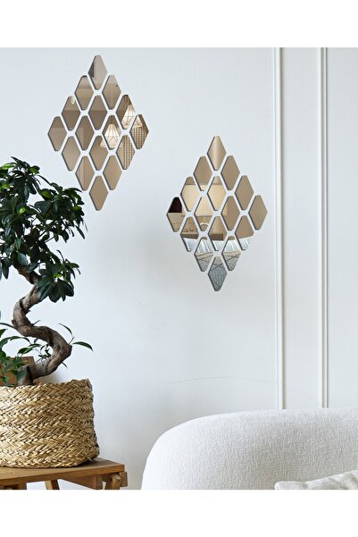 Wooden Factory Diamond Plexi Διακοσμητικός Καθρέφτης Μπάνιου Διακοσμητικός Μωσαϊκό 50 Τεμάχια