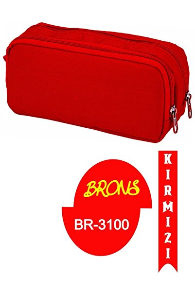 Brons Double Compartment Two Compartment Pen Holder Red Br-3100