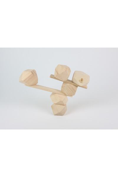 aliwooden مجموعة من 6 أحجار توازن خشبية