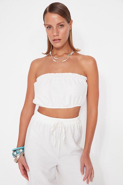 Trendyol Collection White Beach Suit - Woven Blouse and Pants Tbess23Au00007