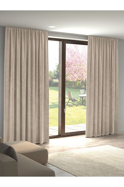 Pastel Velvet Textured Gray Island Background Curtain Extrafor Drawstring