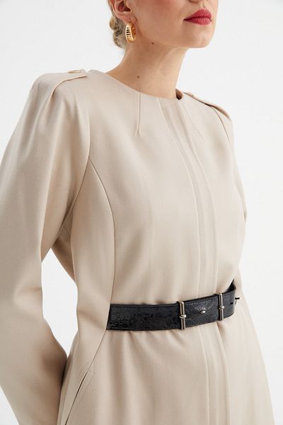Balizza Blz-collarless Leather Belted Trench Coat