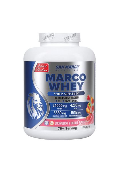 SANMARCO NUTRITION Marco Whey Protein Powder - Strawberry and Biscuit Flavor, 2300 Gr