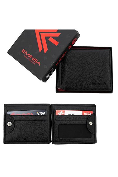 Eminsa Men's Black Wallet with Money Clip
