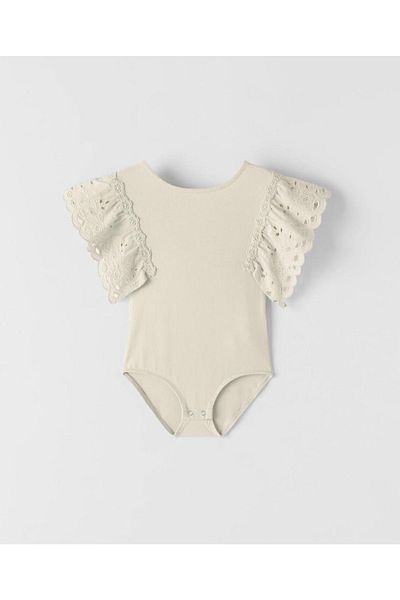 Pink Hippo Kids Girl's Snap-on Bodysuit with Lace Sleeves