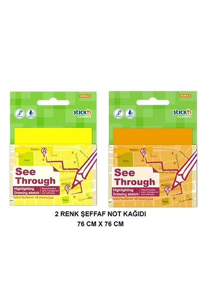 Gıpta Transparent 76x76mm Adhesive Tracing Note Paper - 2 Colors