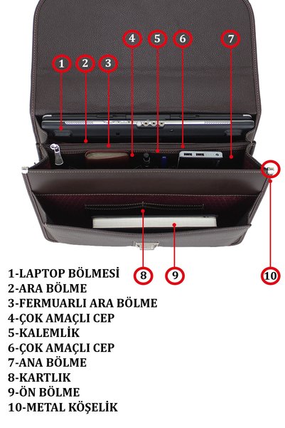 Case Club Brown Men's Briefcase Shoulder Bag with Lock Mechanism and 15.6 Inch Laptop Compartment