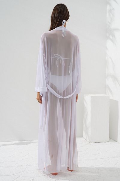 Pierre Cardin Kimono lung cu cravată în talie alb 231812