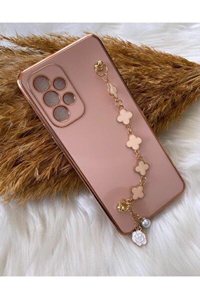 Aksesuarda Moda Samsung A33 Uyumlu Çiçekli Incili El Geçmeli Lazer Kesim Kılıf