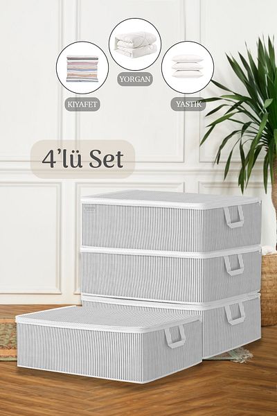Meleni Home 4-Piece Sofa Bed Base Type Pillow Clothing Storage Bag - Under Base Organizer Bag 50 X 30 X 22 Cm