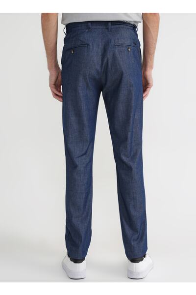 Fabrika Düşük Bel Dar Paça Lacivert Erkek Chino Pantolon Sahes