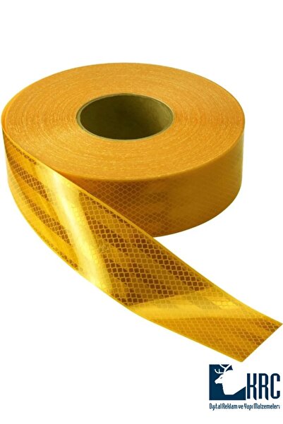 KRCDİJİTAL Sarı Tüvtürk Onaylı Reflektör Fosforlu Şerit Bant Petekli Reflektif Bant 5cm X 50m