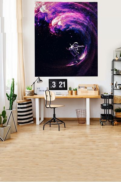 on the clouds Astronaut Stain-Proof Velvet Tapestry - Space Surfing Wall Cover & Carpet