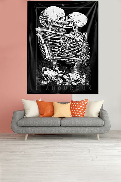 on the clouds Valentine's Tapiz - Stain-Proof Velvet Fabric Wall Covering Wall Tapestry