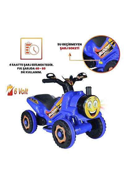 UJ Toys Müzikli Ve Led Işıklı Akülü Atv 6v Buddy Mavi