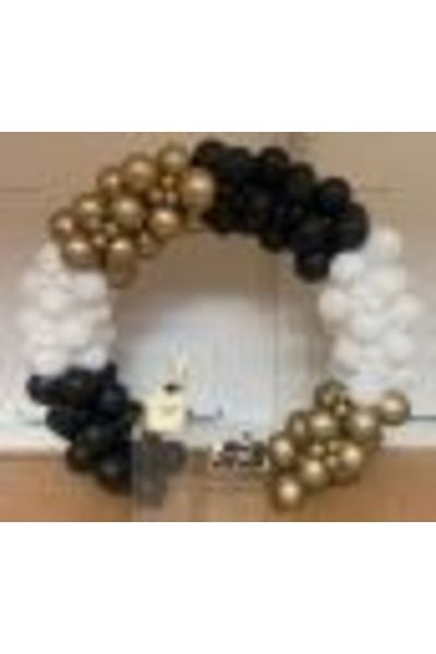 MERİ PARTİ 60 Pieces Balloons And Balloon Chain White Black Gold Chrome And Balloon Chain Birthday Concept