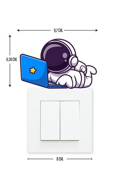NeoPrint Autocolant pentru priză cu tematică astronaut, ornament pentru cadru întrerupător de perete